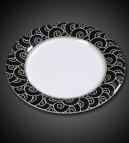 Black Waves Collection Wide Rimmed Durus Plate 12" D